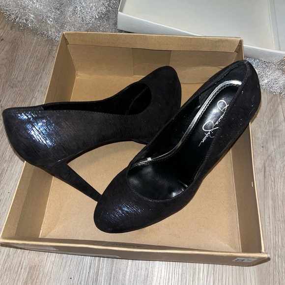 Work attire/ party heel's, black & Navy blue striped - Picture 3 of 5